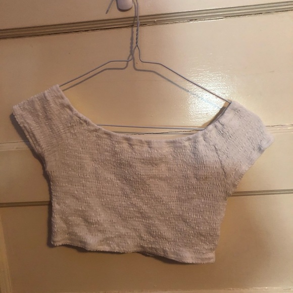 White cropped off the shoulder top